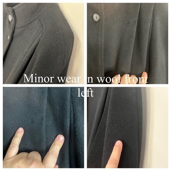 VTG Ashley Scott L Black Heavy Wool Long Coat  Button Closure Pockets Y2K USA - Picture 11 of 16